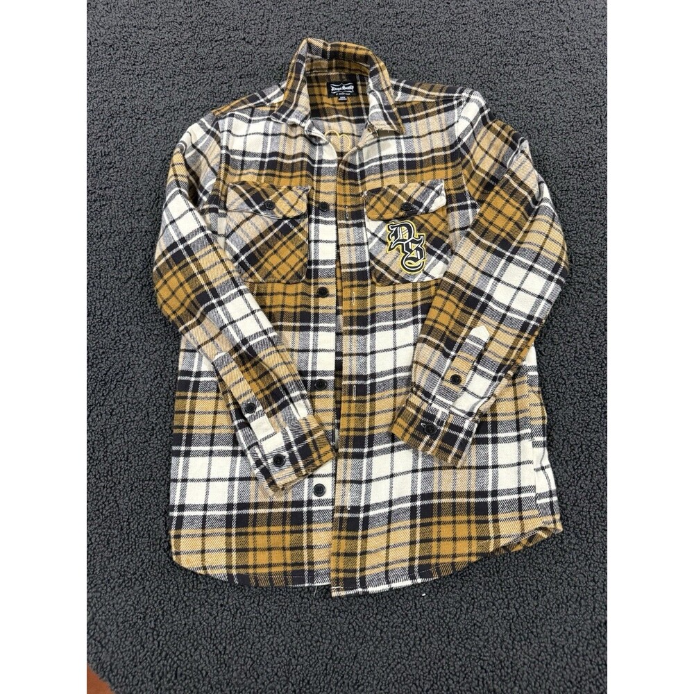 Dogg Supply By Snoop Dogg Men’s Sz  S Yellow Plaid Flannel Shirt Long Sleeve